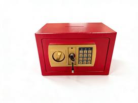 20E Elektroninė saugi spintelė - Naktinė/Biuro pinigų dėžutė su slaptažodžio apsauga red