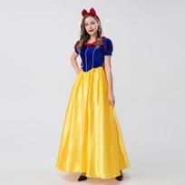 Adult Women's Snow White Fairy Tale Long Cosplay Dress - Halloween Princess Costume Size M yellow