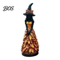 Gothic Resin Fairy Tale Decor Seasonal Witch Figurine Ornament, Handcrafted Statue for Halloween Thanksgiving Whimsical Art Weddings Tabletop oranžinė