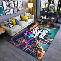 Grand Theft Auto VI Neoninis miesto peizažas Dizainas Neslystantis kilimėlis tinka svetainės ir miegamojo sofoms 40x60cm( 15x23in ) gray