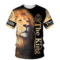 Liūtas Karalius 3D Spausdinimo Vyriški Marškinėliai Vasaros Nauji Apvaliu Kaklu Trumpomis Rankovėmis T-shirt Viršutiniai Drabužiai 3D Stiliaus Vyriški Drabužiai Madingi Laisvalaikio Marškinėliai 6XL beige