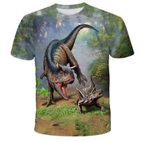 3D berniukų mergaičių rūbai Jurassic Park marškinėliai vaikams Juokingi dinozaurų marginti marškinėliai animaciniai filmukai mažiems vaikams, laisvalaikio vasaros viršutiniai drabužiai 120 gray