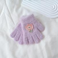 Baby Glove Fashion Animacinių filmų gyvūnas Triušis Meška Gėlėtos pirštinės mažyliui berniukui mergaitei rudeninės žiemos šiltos pirštinės 1-3 metų kūdikiui violetinė