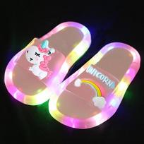 LED vaikiškos šlepetės kūdikiams sandalai vaikiški batai mergaitėms berniukams šviesūs batai mažiems mergaitėms šlepetės vaikams vienaragis 26/27# white