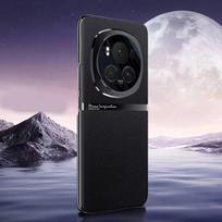 Prabangus Leaher dėklas, skirtas Honor Magic 6 Pro Case Prabangus paprastos PU odos + galvanizavimo rėmas Itin plonas fotoaparato apsauginis dangtelis for Honor Magic6 Pro juoda