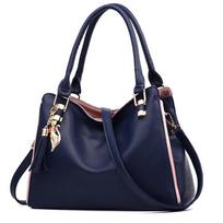 Didelės talpos odinis krepšys moterims Paprasta temperamento rankinė Kutas Crossbody Bags Pečių krepšiai 32*14*23cm mėlyna