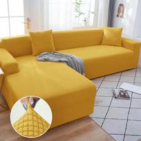 Vienspalviai elastingi sofos užvalkalai svetainei, tamprus užvalkalas fotelis sofos užvalkalas kampas L formos sekcinis sofos apsaugas 1seater 90-140cm 1PC yellow