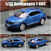 1:36 mastelio T-Roc žaislinio automobilio modelis 5'' RMZ CiTY lieto lydinio sportinio visureigio transporto priemonės miniatiūra su atitraukiamu mechanizmu kolekcijai Dovana berniukui mėlyna
