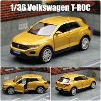 1:36 mastelio T-Roc žaislinio automobilio modelis 5'' RMZ CiTY lieto lydinio sportinio visureigio transporto priemonės miniatiūra su atitraukiamu mechanizmu kolekcijai Dovana berniukui auksas