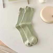 Moteriškos kojinės medvilninės megztos Harajuku gatvės stiliaus vidutinio ilgio kojinės japoniško stiliaus vienspalvės mergaitėms kawaii elastinės ilgos kojinės Sox beige
