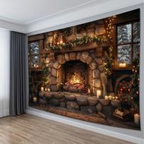 Žiemos rytas elniai Kalėdų eglutės pakabinamas gobelenas Kalėdų eglutės pakabinimas prie sienos Puošnios Kalėdų eglutės židinio dovanos 230x180cm