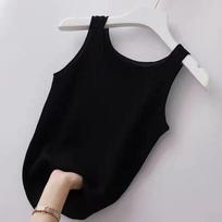„Summer Camisole“ moteriški didelio dydžio ploni išoriniai drabužiai su apvaliu kaklu, vienspalviai minkšti, patogūs apatiniai marškinėliai be rankovių, ploni 4XL juoda