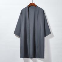 Vyriškas ilgas vienspalvis japoniškas kimono pončas vasarai kasdienis laisvas moteriškas yukata haori paplūdimio juodas hiyoshi marškinių švarkas XXXL tamsiai pilka spalva