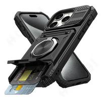 iPhone 16 15 14 13 12 11 Pro Max XS XR 8 7 Plus dėklas su magnetiniu pasukamu žiedu, tvirtas apsauginis piniginės dangtelis nuo kritimų For iPhone 14 Pro