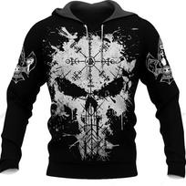 Vyriški megztiniai megztiniai 3D spauda Siaubo kaukolė Streetwear Harajuku megztinis Hip Hop striukė Vyrai Moteriškas sportinis kostiumas Didelis gobtuvas 6XL gray