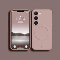 Prabangus skysto silikono magnetinis dėklas Samsung Galaxy S24 S 24 S23 Ultra Plus S24Ultra, skirtas Magsafe dėklams, belaidžio įkrovimo dangtelis For Samsung S23 rožinė