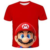 MINISO Vaikiški žaidimai Super Mario Bros Marškinėliai Vaikams Berniukams Animaciniai Drabužiai Viršutiniai Marškinėliai Berniukams Marškinėliai Luigi Mario Marškinėliai Vaikams Trumpomis Rankovėmis 120 red