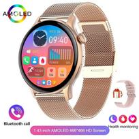 2025 m. „Huawei Xiaomi“ NFC išmanusis laikrodis moterims, 466 * 466 HD balso „Bluetooth“ skambučių širdies ritmo sporto sveikatos stebėjimo priemonėms, moteriškas išmanusis laikrodis Mesh Belt auksas
