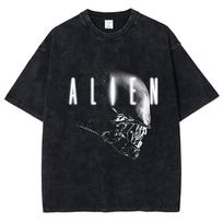Vyriški marškinėliai Retro siaubo žudiko ateivio rašto, su spauda, trumpomis rankovėmis, vasariniai, medvilniniai, didelio dydžio, unisex viršus, džemperis 2XL gray