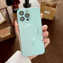 Matinis apsauginis telefono dėklas su magnetiniu įkrovimu ir apsauga kamerai, skirtas iPhone 17 Air 16 PM 15 14 Plus 13 12 11 Pro Max, minkštas TPU silikono smūgiams atsparus dangtelis iPhone 15 Pro šviesiai mėlyna spalva