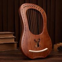 Leyaqin nešiojamas styginių instrumentas: 19 stygų pradedančiųjų lyra, 16 stygų maža arfa ir 10 stygų lyra Qin Konghou. brown