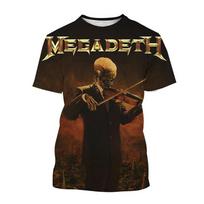 Megadeth 3D spausdinimo sportiniai greitai džiūstantys kvėpuojantys vyriški marškinėliai laisvalaikio roko grupės gatvės punk linksmi hip-hopo trumpomis rankovėmis berniukų viršutiniai drabužiai XL black