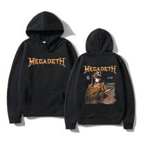 Žieminės laisvos vyriškos Megadeths gobtuvinės bliuskos moteriškos šildančios sportinės bliuskos moteriškos ilgomis rankovėmis unisex M black