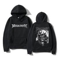 Žieminės laisvos vyriškos Megadeths gobtuvinės bliuskos moteriškos šildančios sportinės bliuskos moteriškos ilgomis rankovėmis unisex XL black