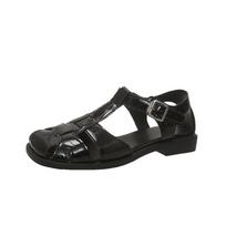 Square head hollow versatile casual pig cage shoes women's summer new retro baotou woven flat Roman sandals 39 juoda