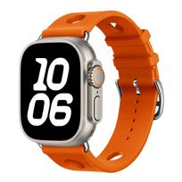 Scub H Nardymo dirželis Apple Watch Ultra 3/2/1 49mm, silikoninis kvėpuojantis dirželis iWatch Series 11 10 9 8 SE 44mm 40mm 46mm 42mm Series 11/10 46mm oranžinė
