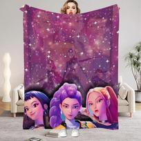 K pop Demon Antklodės Kokybiškos Minkštos Šiltos Hunters Huntrix Mėtymo Antklodė Žiema Vaikai Sofa Lova Lova Pūkuotas Lovatiesė Flannel 75x100cm violetinė