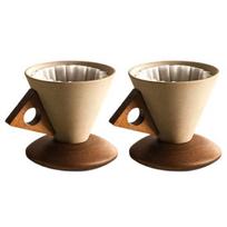 Yousheng kūrybiškas kūgio formos kavos puodelių rinkinys su ergonomiška rankena, medinis padėkliukas, aukštos temperatūros 250 ml keraminis kūgio formos puodelis espreso, latte, stilingas 2 Set