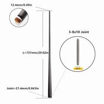Profesionalus anglies pluošto biliardo takelio kotas | Mažo nukrypimo Pro kūgio dizainas su Black Tech | Papildomas atsarginis biliardo takelio kotas 12.4-21.4-737-3-8x10 black