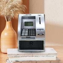 Bankomatas taupyklė pinigų taupymui su kortele, slaptažodžiu, atpažinimu elektroninė nuo 3 metų silver