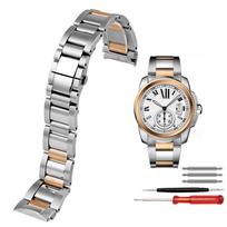 23mm Cartier Calibre serijos laikrodžio apyrankė Aukštos kokybės nerūdijančio plieno W7100041 W7100037 Metalinė apyrankė Vyrams Moterims Laikrodžio dirželis 23mm gray