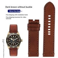 TUDOR Black Bay Qicheng Bronzinis Mažas Raudonas Gėlė Zenith Vintažinis Tikros Odos Laikrodžio Dirželis Vyrams 22mm 23mm Karvės Odos Apyrankė 23mm-width gray