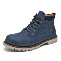 Rankų darbo Odiniai Batai Vyrams Žieminiai Darbiniai Ankle Boots Lauko Pėsčiųjų Batai Sportbačiai Storas Padas Batai Vyriški Batai Aukštakulniai Avalynė 42 mėlyna