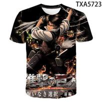 Attack on Titan Levi Ackerman 3D Print T-Shirt, High Quality Polyester Short Sleeve, Fashion Streetwear Casual Daily Wear S gray