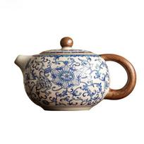 Ru Kiln Blue White Ceramic Teapot Creative Tea Maker Retro Handmade Teapot Kung Fu Tea Set Household Teaware Tea Infuser gray