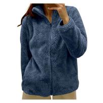 Fleece Užtraukiama Žieminė Striukė Lengva Viršutinė Apranga Moterims Didelio Dydžio L mėlyna