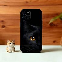 Juodo katino telefono dėklas Silikoninis Minkštas For IPhone 17 16 15 14 13 12 11 X XR Plus Pro Max Plus iPhone15promax