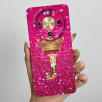 Dėklas Honor Magic 8 Lite Karūna Initial Letter Minkštas Skystas Silikonas Atsparus Smūgiams Dangtelis Coque For Honor Magic8 Lite 5G Case Funda Honor Magic8 Lite pink