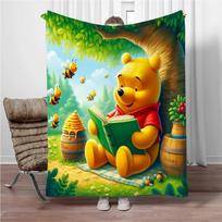 Mikė Pūkuotukas Minkšti flaneliniai pledai Šildantis metamas pledas Patogus pledas iškylai, lovoms, sofai, namų miegamajam, kelionėms, dovanai 75x90cm yellow