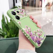 Krentančių gėlių dėklas telefonui Xiaomi Poco F8 F7 X6 F6 M6 M5 M5S F5 X5 F4 X4 M4 F3 M3 X3 Pro 4G 5G GT Silikoninis dangtelis Poco X4 Pro 5G šviesiai žalios spalvos