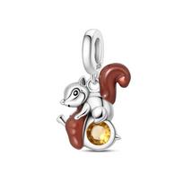 925 Sidabro Spalvos Madingi Voverės Klevo Lapo Medaus Rudens Serijos Pakabukai Karoliukas Tinka 3mm 925 Originaliems Apyrankėms Smulkūs „Pasidaryk Pats“ Papuošalai white