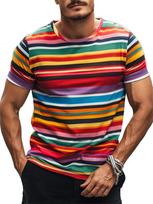 Paprasti dryžuoti grafiniai marškinėliai vyrams Madingi vasariniai trumpomis rankovėmis 3D spausdinti marškinėliai Laisvi kvėpuojantys megztiniai T-shirtai 6XL black
