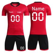 Individualus futbolo aprangos komplektas su personalizuotu numeriu ir komandos greitai džiūstančia uniforma vyrams, jaunimui, vaikams XS raudona