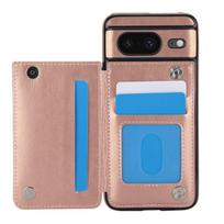 Google Pixel 8 Pro/8/8A piniginės tipo dėklas su kortelių laikikliu, PU dirbtinės odos stovas, kortelių lizdai, dvigubo magnetinio užsegimo dangtelis For Pxiel 8 rožinio aukso spalvos