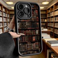 Vintage Bookshelf Antique Books Soft Shockproof Case For Xiaomi Redmi Note 15 14 13 12 11 Pro Anti-Fall Protective Back Cover Redmi 8 brown