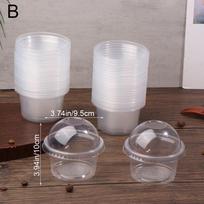 50 vnt. 250 ml vienkartiniai salotų puodeliai Skaidraus plastiko desertiniai puodeliai Dubenėliai Konteineris su kupoliniu/plokščiu dangteliu Ledų desertiniai puodeliai as the picture white